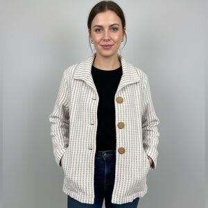 FOCUS Casual Life Lagenlook Waffle Textured Button Front Jacket Size L NWT